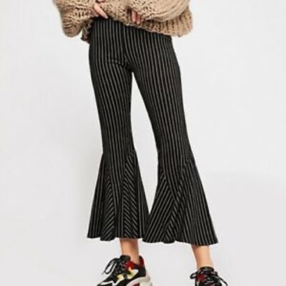 FREE PEOPLE PONTE KNIT FLARE CROPPED PANTS
